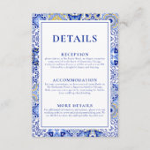 Blue Talavera Spaans Mexicaans Bruiloft Details Informatiekaartje (Voorkant)