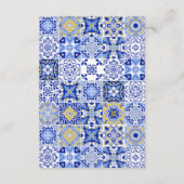Blue Talavera Spaans Mexicaans Bruiloft Details Informatiekaartje (Achterkant)