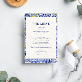 Blue Talavera Spaans Mexicaans Bruiloft Menu