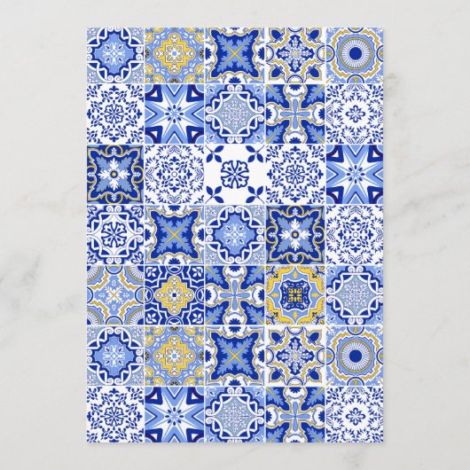 Blue Talavera Spaans Mexicaans Bruiloft Menu (Achterkant)