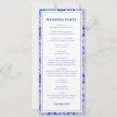 Blue Talavera Spaans Mexicaans huwelijksprogramma (Achterkant)