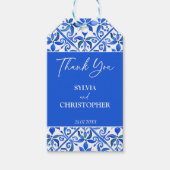 Blue Talavera Spaans tegels bruiloft gunst Cadeaulabel (Voorkant)