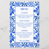 Blue Talavera  Spaans tegels bruiloft menu (Voorkant)