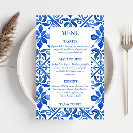 Blue Talavera  Spaans tegels bruiloft menu