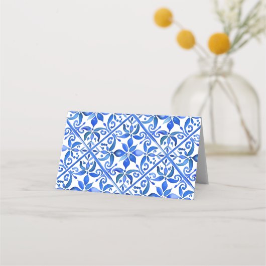 Blue Talavera  Spaans tegels bruiloft Plaatskaartje (Achterkant)