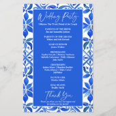 Blue Talavera Spaans tegels bruiloft programma (Achterkant)