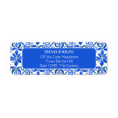 Blue Talavera Spaans tegels trouwadres Etiket (Voorkant)