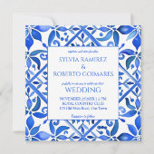 Blue Talavera Spaanse tegels allemaal in één bruil Kaart (Voorkant)