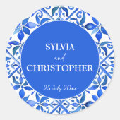 Blue Talavera Spaanse tegels allemaal in één bruil Ronde Sticker (Voorkant)
