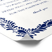 Blue Talavera Tegel Advies voor Baby shower Game Poster (Hoek)