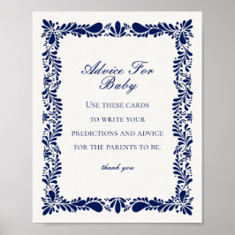 Blue Talavera Tegel Advies voor Baby shower Game Poster