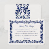 Blue Talavera Tegel Boeken Baby Invitation Insert Informatiekaartje (Voorkant / Achterkant)