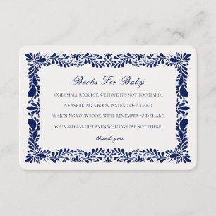 Blue Talavera Tegel Boeken Baby Invitation Insert Informatiekaartje