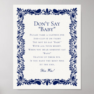Blue Talavera Tegel Dont Say Baby shower Game Poster