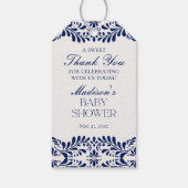 Blue Talavera Tegel Fiesta Baby shower Favoriet Cadeaulabel (Achterkant)