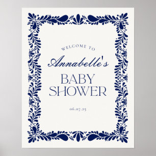 Blue Talavera Tegel Fiesta Baby shower Welkom Poster