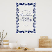 Blue Talavera Tegel Fiesta Baby shower Welkom Poster (Keuken)