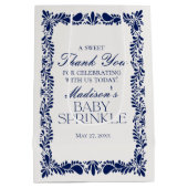 Blue Talavera Tegel Fiesta Baby Sprinkle Favors Medium Cadeauzakje (Achterkant)