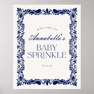 Blue Talavera Tegel Fiesta Baby Sprinkle Welkom Poster