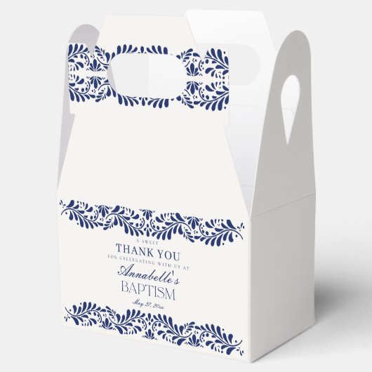 Blue Talavera Tegel Fiesta Doopdessert Bedankdoosjes (Geopend)