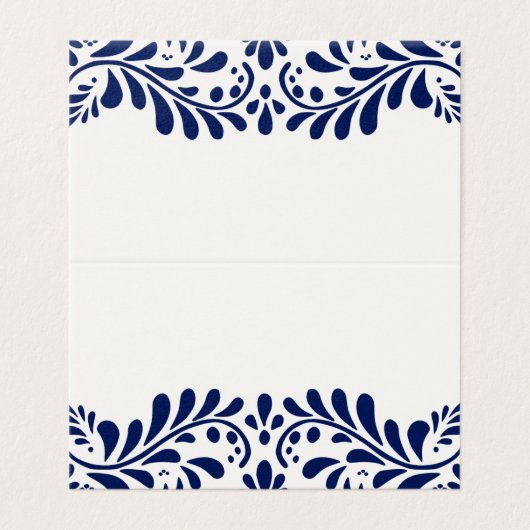 Blue Talavera Tegel Fiesta Place Card Tafeldecor Kaart (Buitenkant ongevouwen)