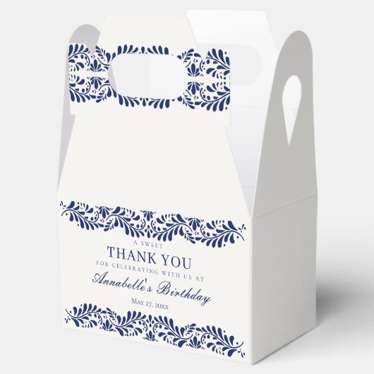 Blue Talavera Tegel Fiesta Verjaardag Dessert Bedankdoosjes (Geopend)