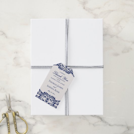 Blue Talavera Tegel Fiesta Wedding Party Favoriete Cadeaulabel (Met Touw)