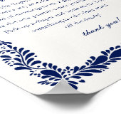 Blue Talavera Tegel Luier Gedachten Baby shower Poster (Hoek)