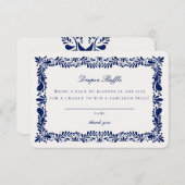 Blue Talavera Tegel Luier Raffle Invitation Insert Informatiekaartje (Voorkant / Achterkant)