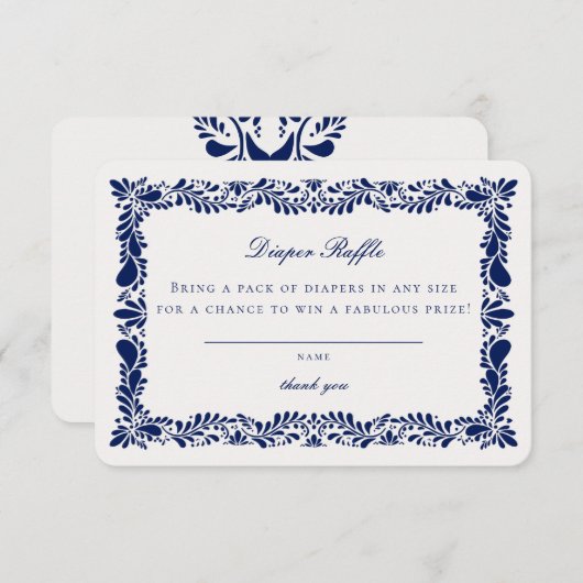 Blue Talavera Tegel Luier Raffle Invitation Insert Informatiekaartje (Voorkant / Achterkant)