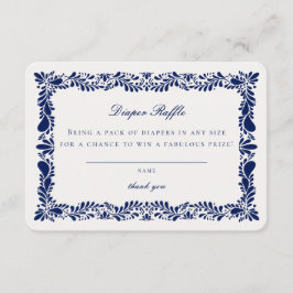 Blue Talavera Tegel Luier Raffle Invitation Insert Informatiekaartje