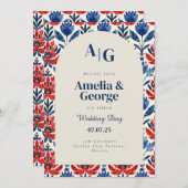 Blue Talavera Tegel Mexicaanse bruiloft uitnodigin Kaart (Voorkant / Achterkant)