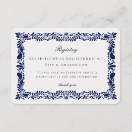 Blue Talavera Tegel Registry Kaart Invitation Inse