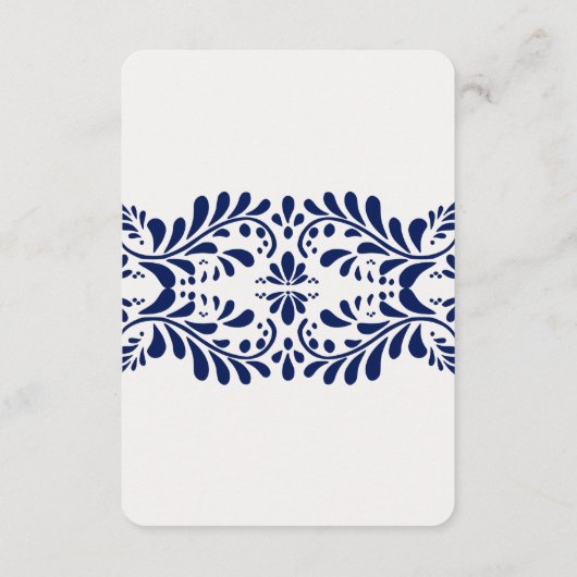 Blue Talavera Tegel Share Recept Uitnodiging Invoe Informatiekaartje (Achterkant)