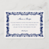 Blue Talavera Tegel Share Recept Uitnodiging Invoe Informatiekaartje (Voorkant)