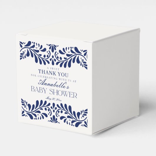 Blue Talavera Tegel Spaans Fiesta Baby shower Bedankdoosjes (Voorkant Zijde)