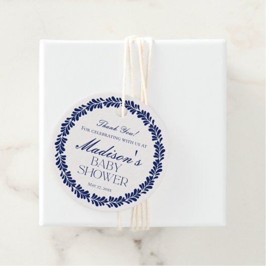 Blue Talavera Tegel Spaans Fiesta Baby shower Bedankjes Labels (In situ)