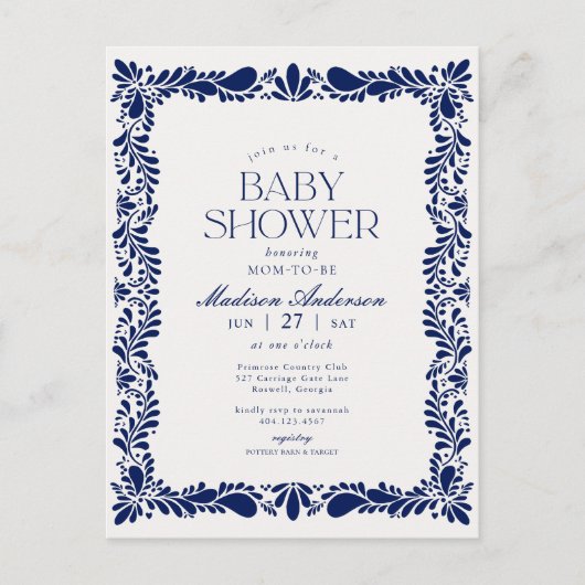 Blue Talavera Tegel Spaans Fiesta Baby shower Briefkaart (Voorkant)