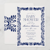 Blue Talavera Tegel Spaans Fiesta Baby shower Kaart (Voorkant / Achterkant)