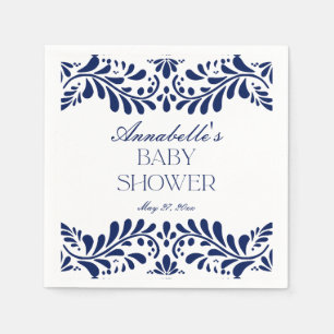 Blue Talavera Tegel Spaans Fiesta Baby shower Servet
