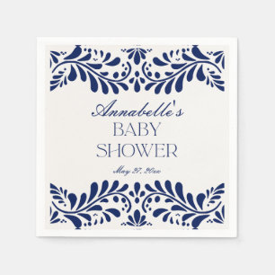 Blue Talavera Tegel Spaans Fiesta Baby shower Servet