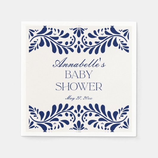 Blue Talavera Tegel Spaans Fiesta Baby shower Servet (Voorkant)