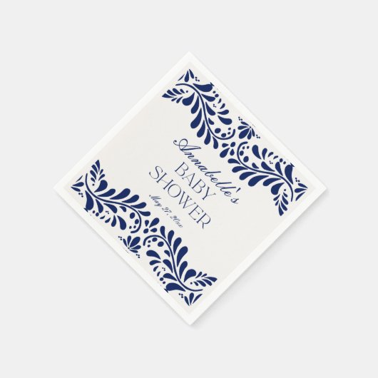 Blue Talavera Tegel Spaans Fiesta Baby shower Servet (Hoek)
