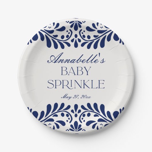 Blue Talavera Tegel Spaans Fiesta Baby Spinkle Papieren Bordje (Voorkant)