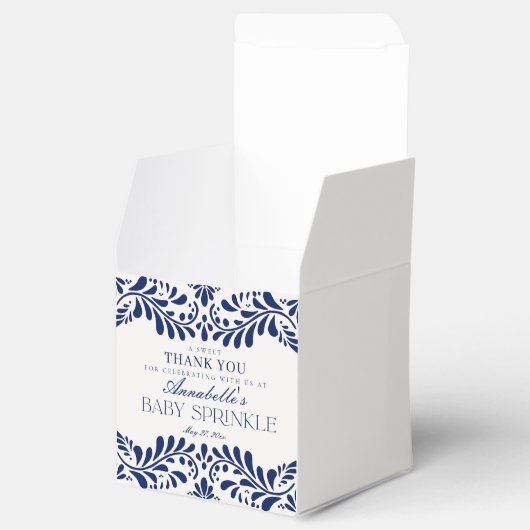 Blue Talavera Tegel Spaans Fiesta Baby Sprinkle Bedankdoosjes (Geopend)