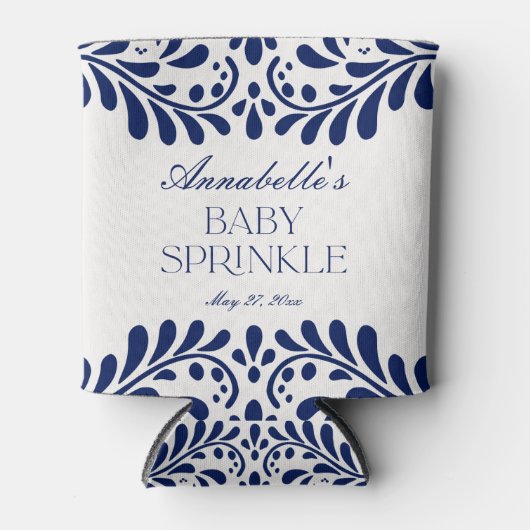 Blue Talavera Tegel Spaans Fiesta Baby Sprinkle Blikjeskoeler (Voorkant)