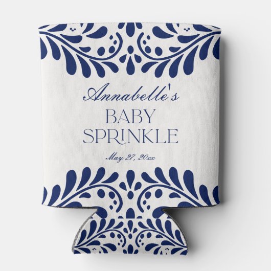 Blue Talavera Tegel Spaans Fiesta Baby Sprinkle Blikjeskoeler (Achterkant)