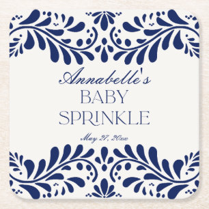 Blue Talavera Tegel Spaans Fiesta Baby Sprinkle Kartonnen Onderzetters