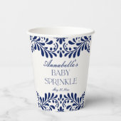 Blue Talavera Tegel Spaans Fiesta Baby Sprinkle Papieren Bekers (Achterkant)