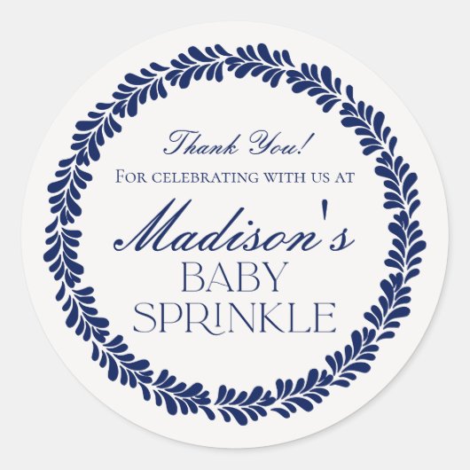 Blue Talavera Tegel Spaans Fiesta Baby Sprinkle Ronde Sticker (Voorkant)